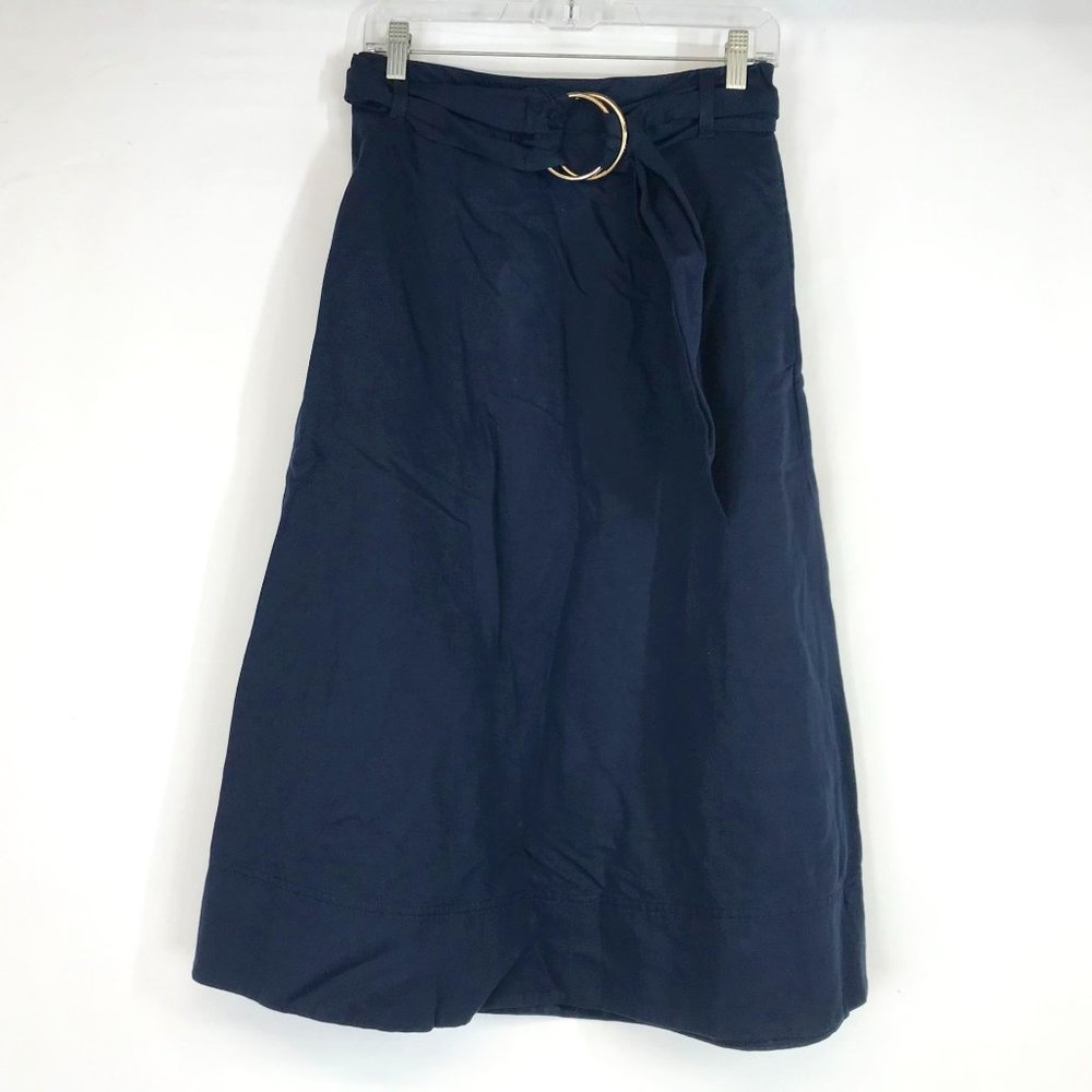 Chic Navy Midi Skirt with Belt